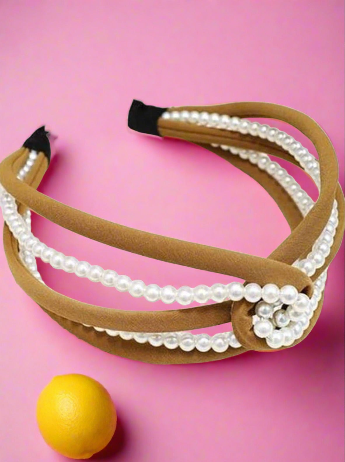 Girls Pearl and Velvet Knot Headband