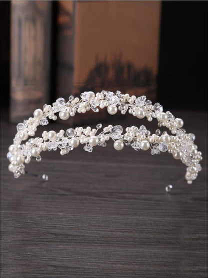 Double Layer Pearl and Crystal Beaded Headband