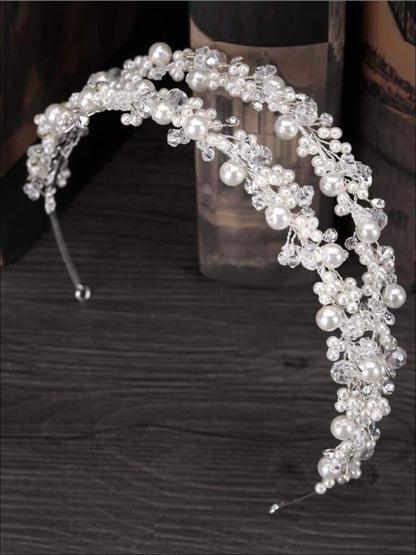 Double Layer Pearl and Crystal Beaded Headband