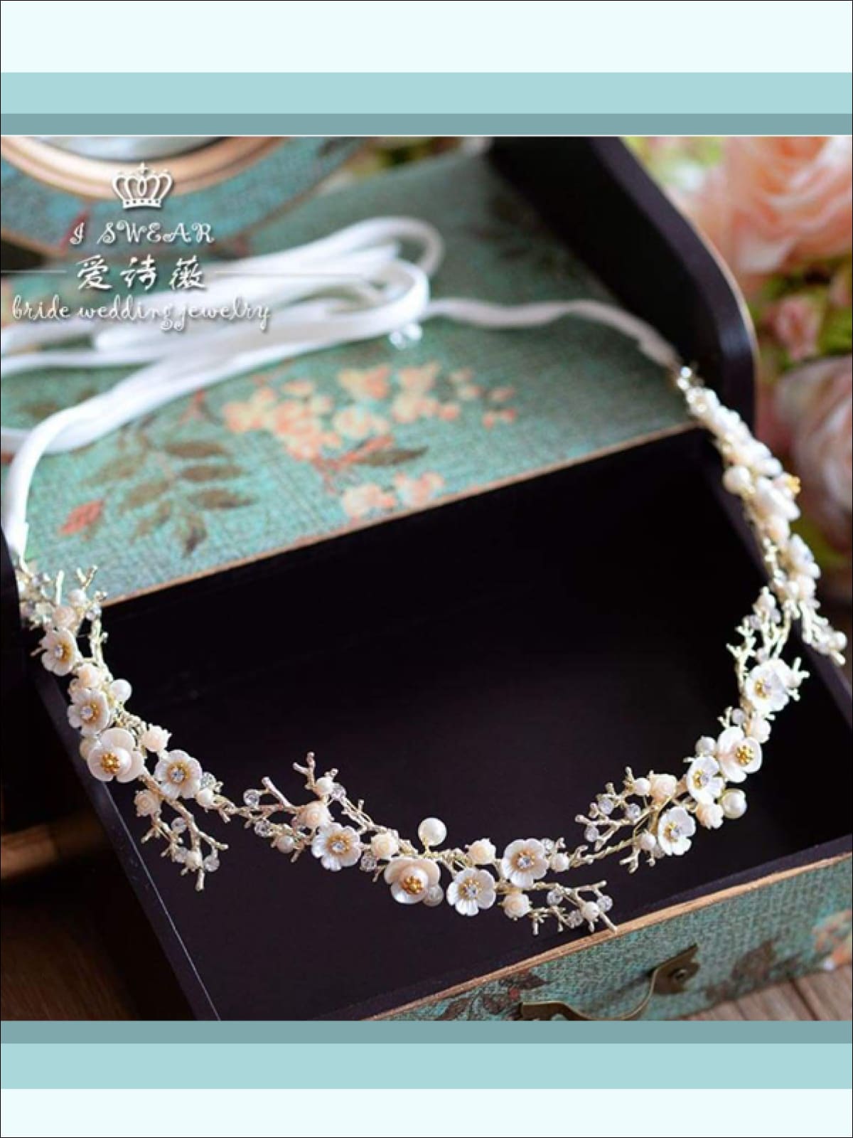 Girls Pearl, Rhinestone and Flower Headband