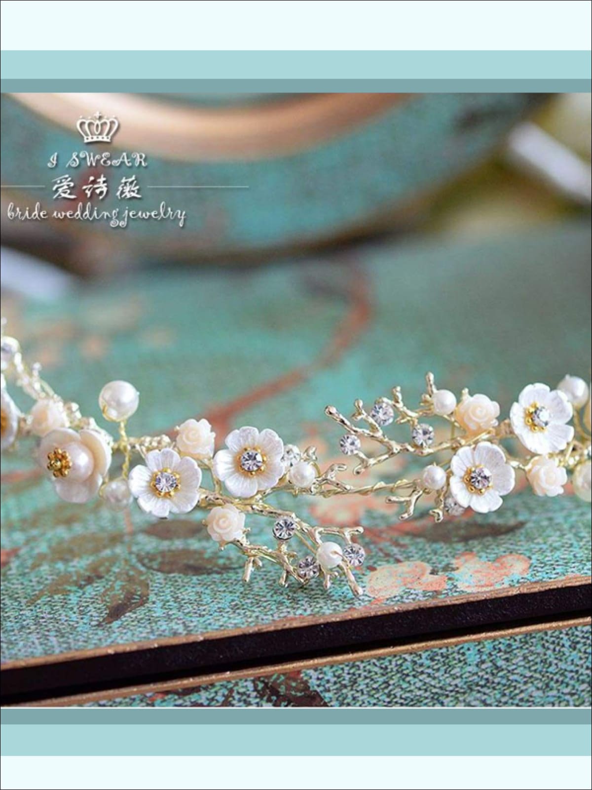 Girls Pearl, Rhinestone and Flower Headband