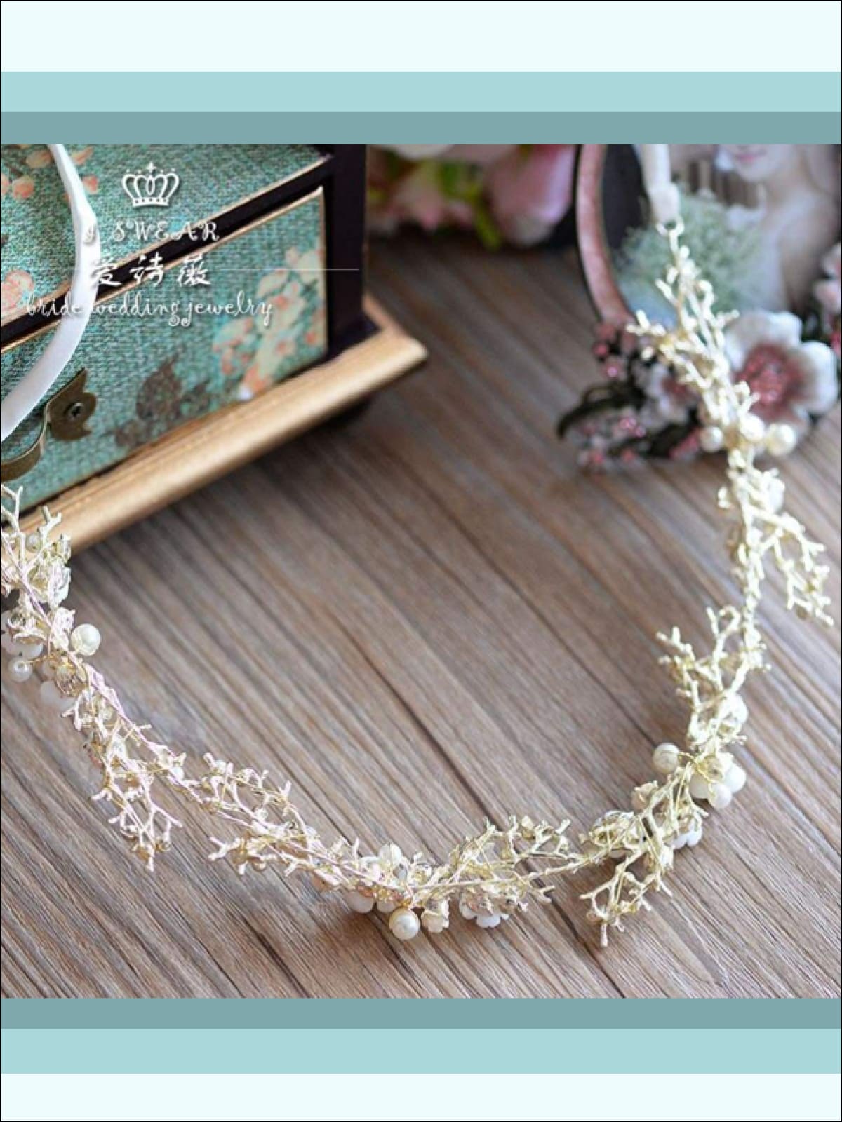 Girls Pearl, Rhinestone and Flower Headband