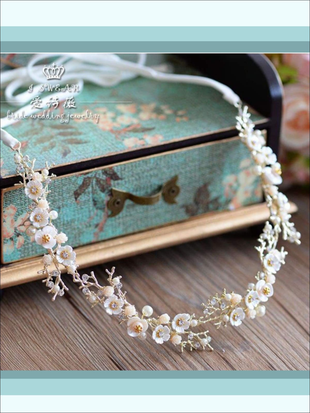 Girls Pearl, Rhinestone and Flower Headband