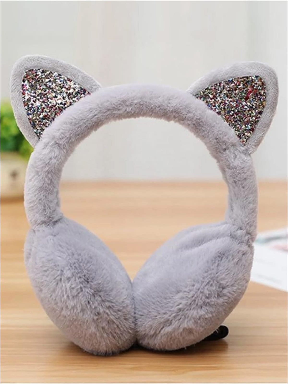 Girls Plush Glitter Cat Ear Earmuffs (5 Color Options)