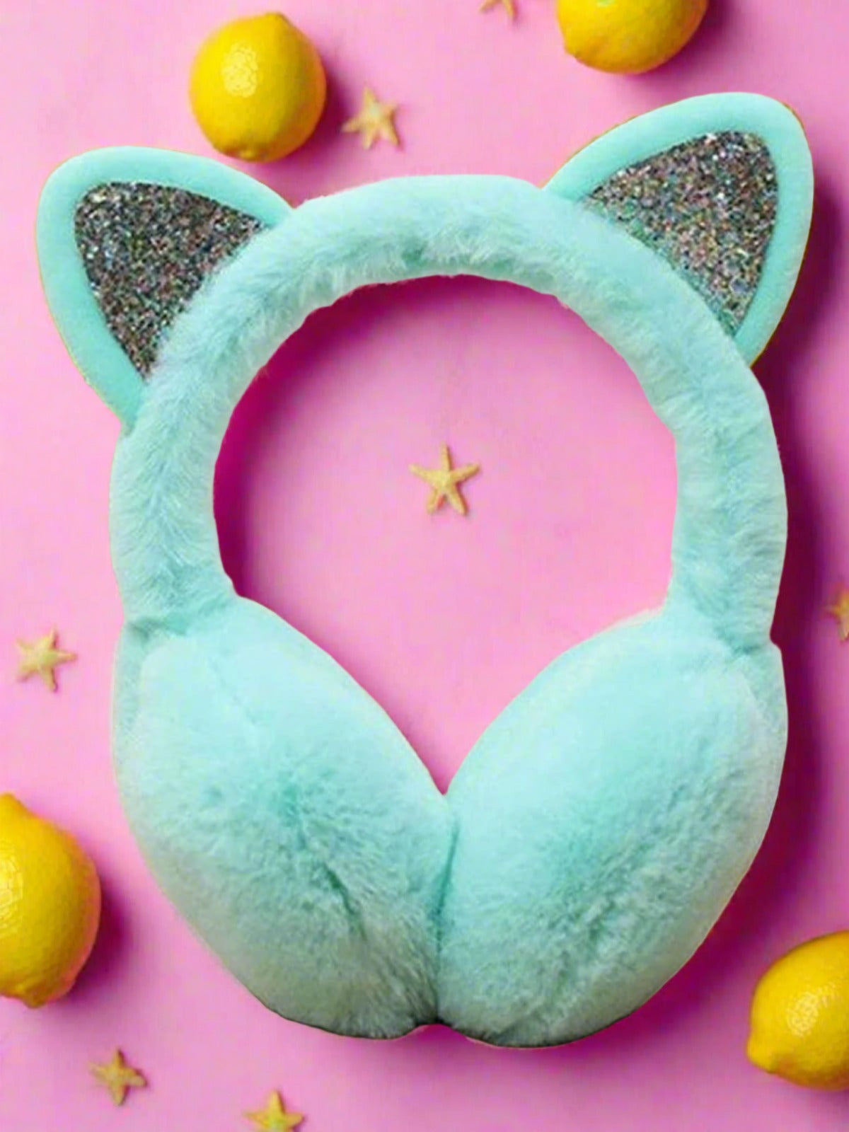 Girls Plush Glitter Cat Ear Earmuffs (5 Color Options)
