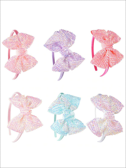 Girls Princess Rhinestone Embellished Bow Headband