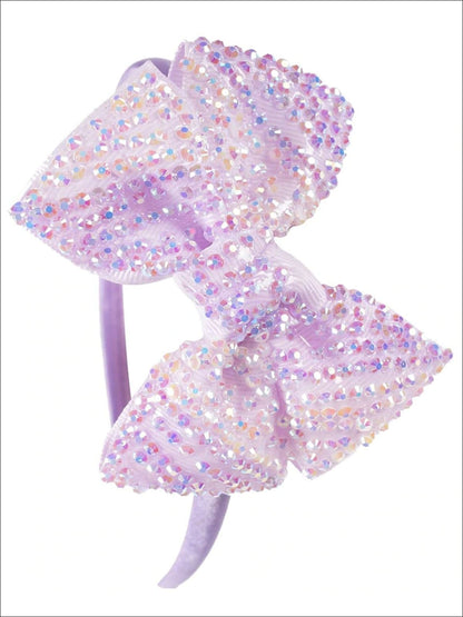 Girls Princess Rhinestone Embellished Bow Headband