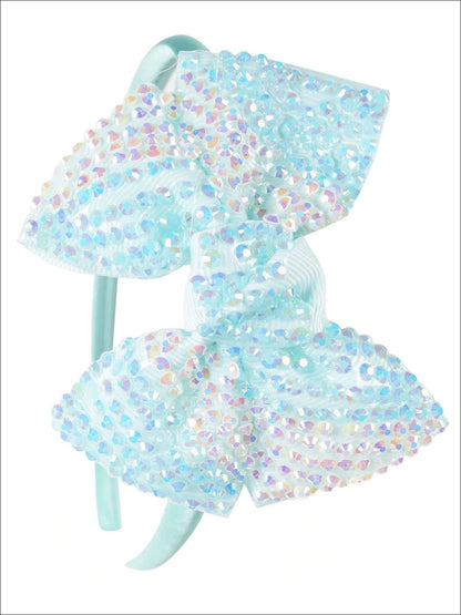 Girls Princess Rhinestone Embellished Bow Headband