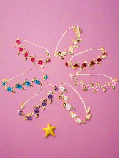 Girls Rose and Gold Leaf Flower Halo