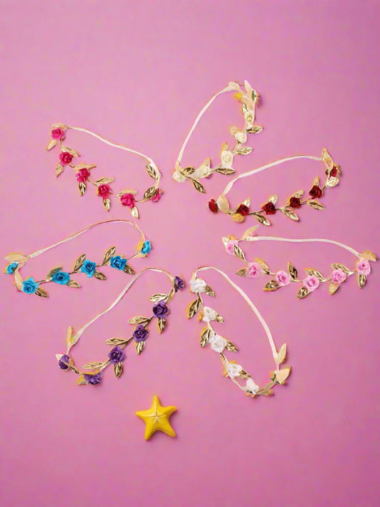 Girls Rose and Gold Leaf Flower Halo