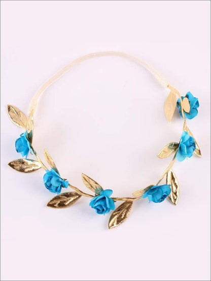 Girls Rose and Gold Leaf Flower Halo