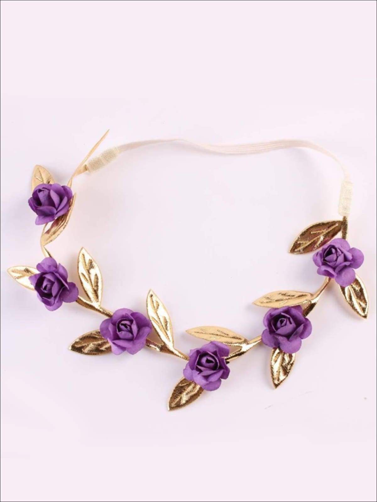 Girls Rose and Gold Leaf Flower Halo