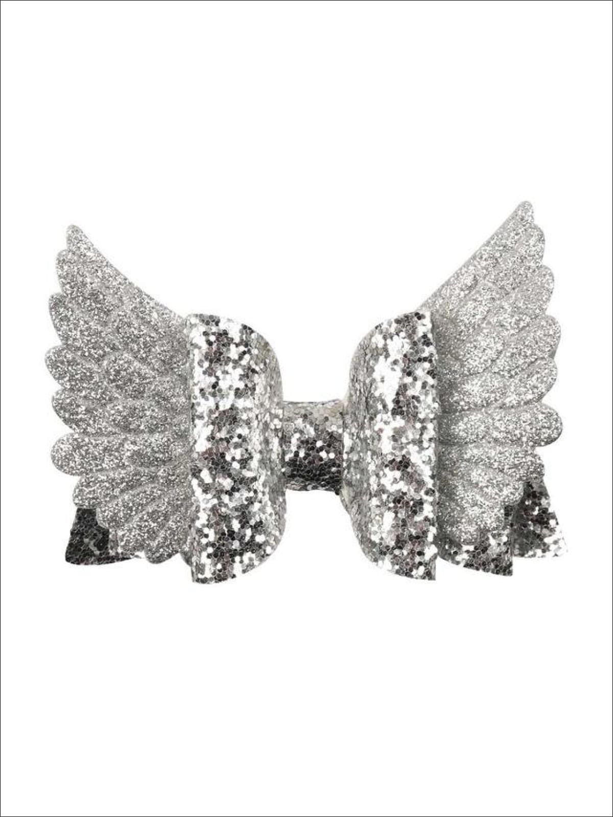 Girls Sequin Princess Angel Wing Hair Bow