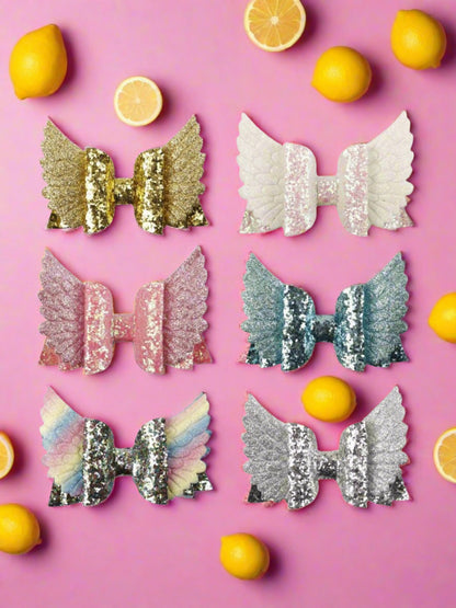 Girls Sequin Princess Angel Wing Hair Bow