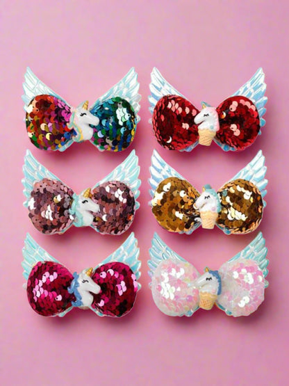 Girls Sequined Unicorn Wing Hair Clips