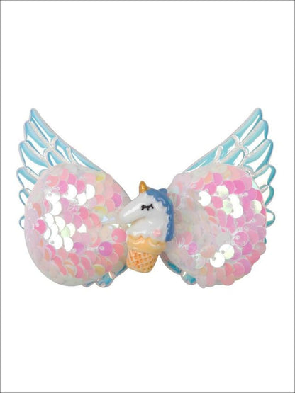Girls Sequined Unicorn Wing Hair Clips
