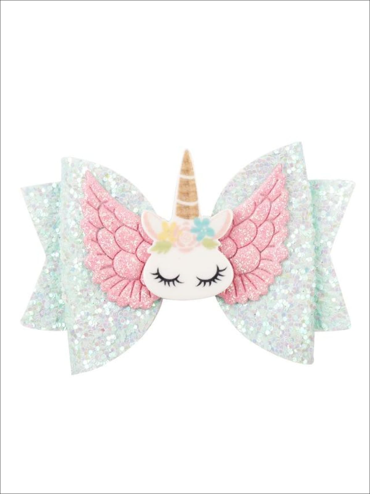 Girls Shiny Glitter Elk Unicorn Hair Bow
