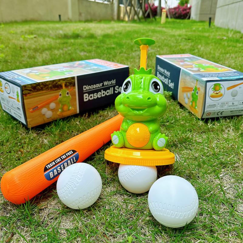 New Children's Sports Cartoon Dinosaur Baseball Set Parent-child Indoor And Outdoor Activity Toy Server Christmas Gift (including 3 Balls)