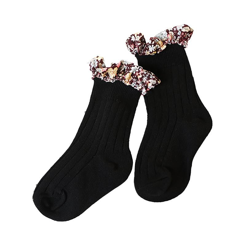 Girl Socks Foral Trim Wholesale 01961271