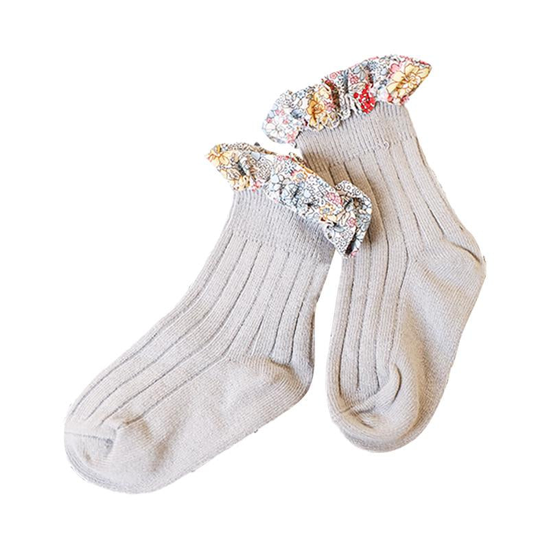 Girl Socks Foral Trim Wholesale 01961271
