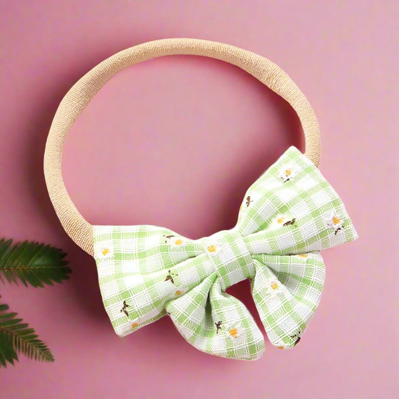 Girl Plaid Bow Decor Headband