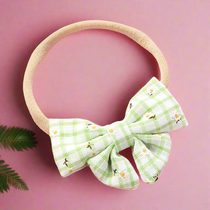 Girl Plaid Bow Decor Headband