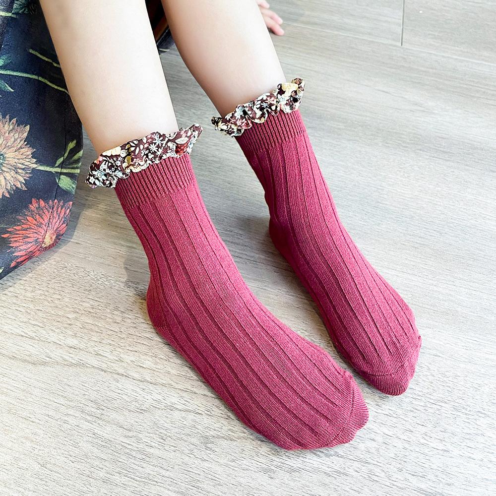 Girl Socks Foral Trim Wholesale 01961271