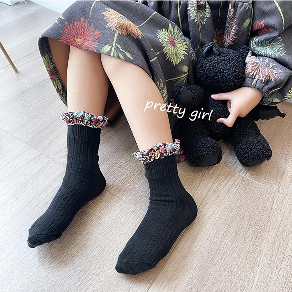 Girl Socks Foral Trim Wholesale 01961271