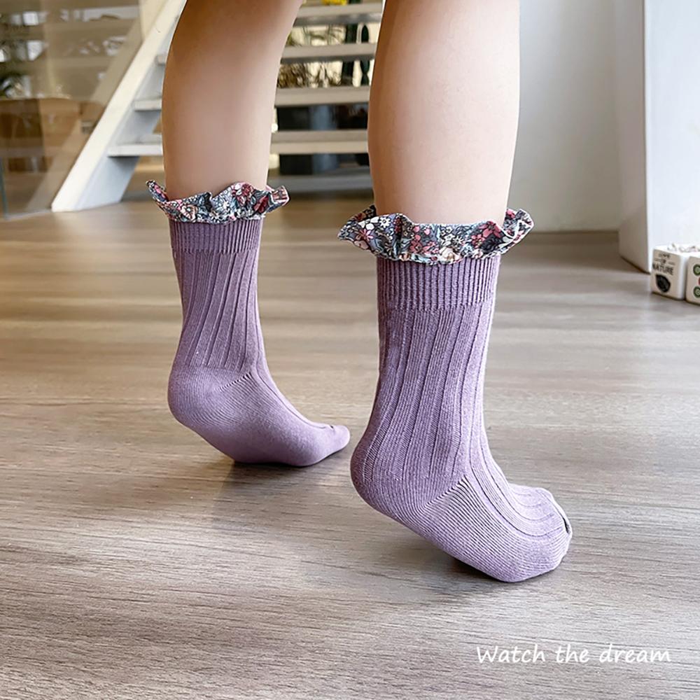 Girl Socks Foral Trim Wholesale 01961271