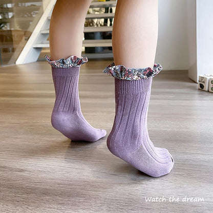 Girl Socks Foral Trim Wholesale 01961271