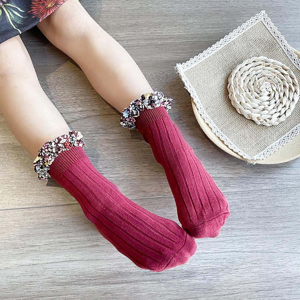 Girl Socks Foral Trim Wholesale 01961271