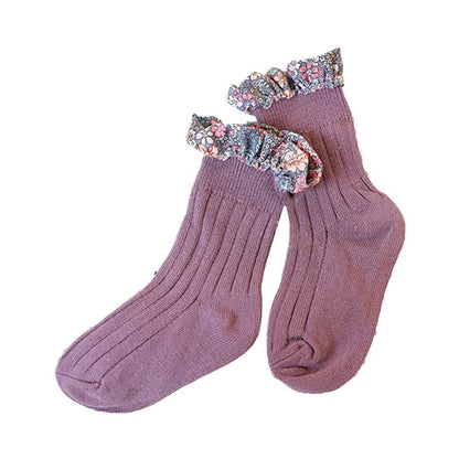 Girl Socks Foral Trim Wholesale 01961271