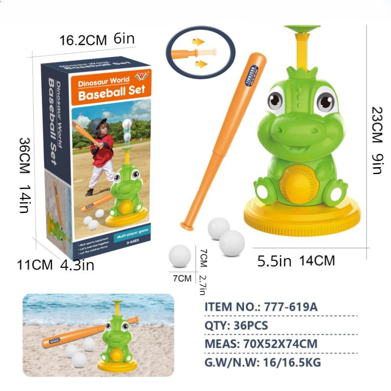 New Children's Sports Cartoon Dinosaur Baseball Set Parent-child Indoor And Outdoor Activity Toy Server Christmas Gift (including 3 Balls)