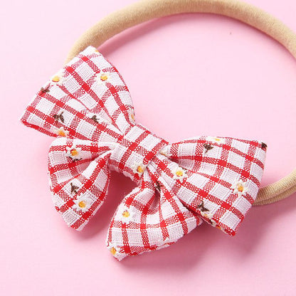 Girl Plaid Bow Decor Headband