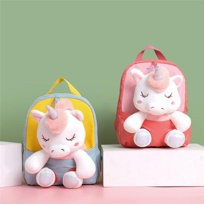 Kids School Bags Kindergarten Cartoon Plush Doll Nylon Unicorn