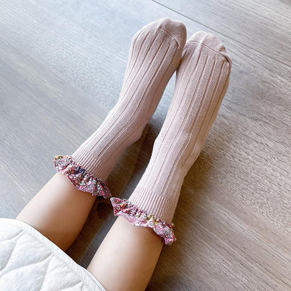 Girl Socks Foral Trim Wholesale 01961271