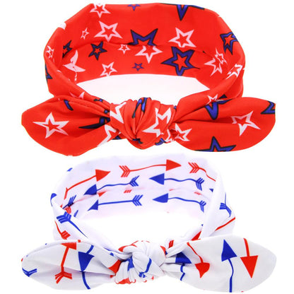 Baby Flag Day Bow Knot Print Headband Wholesale 00411772