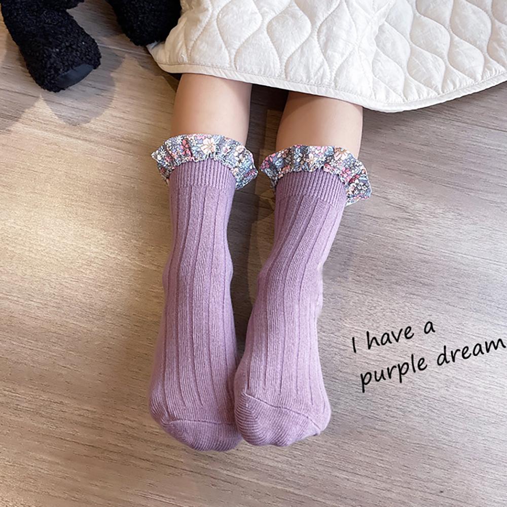 Girl Socks Foral Trim Wholesale 01961271