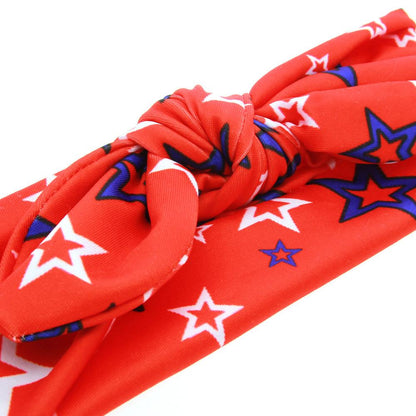 Baby Flag Day Bow Knot Print Headband Wholesale 00411772