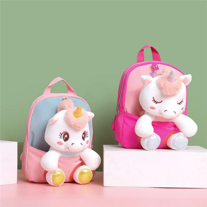 Kids School Bags Kindergarten Cartoon Plush Doll Nylon Unicorn