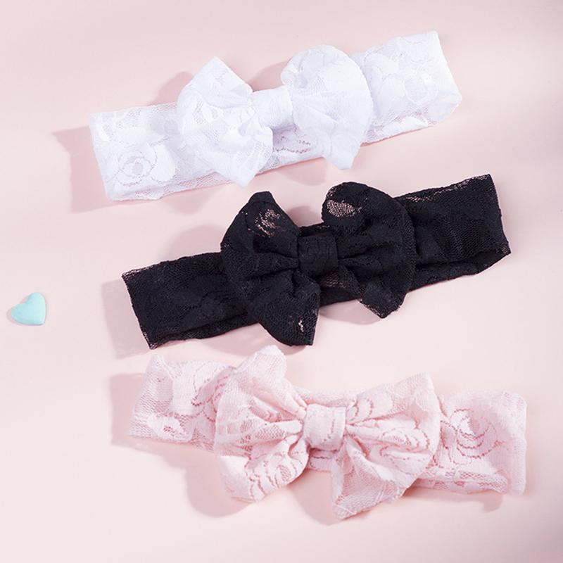 Baby Lace Solid Color Bow Headband