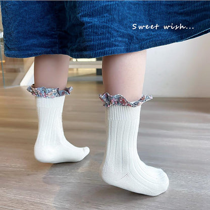 Girl Socks Foral Trim Wholesale 01961271