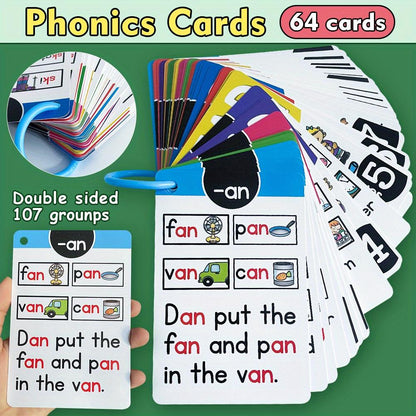 Kids' Montessori Read Phonics Learning Flashcards English Words Cards