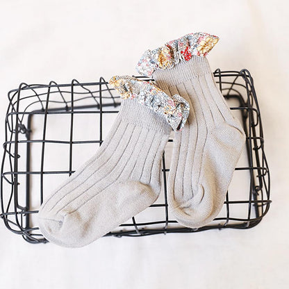 Girl Socks Foral Trim Wholesale 01961271