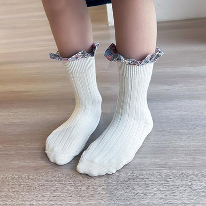 Girl Socks Foral Trim Wholesale 01961271