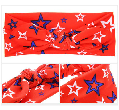 Baby Flag Day Bow Knot Print Headband Wholesale 00411772