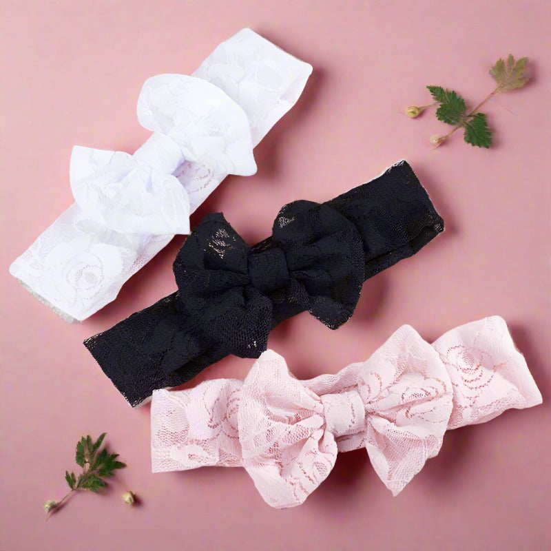 Baby Lace Solid Color Bow Headband