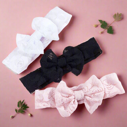 Baby Lace Solid Color Bow Headband