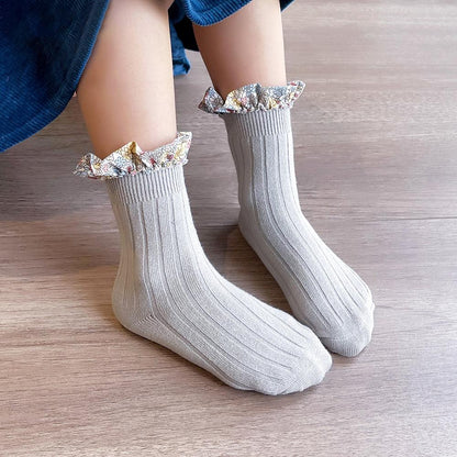 Girl Socks Foral Trim Wholesale 01961271