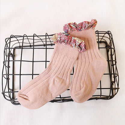 Girl Socks Foral Trim Wholesale 01961271